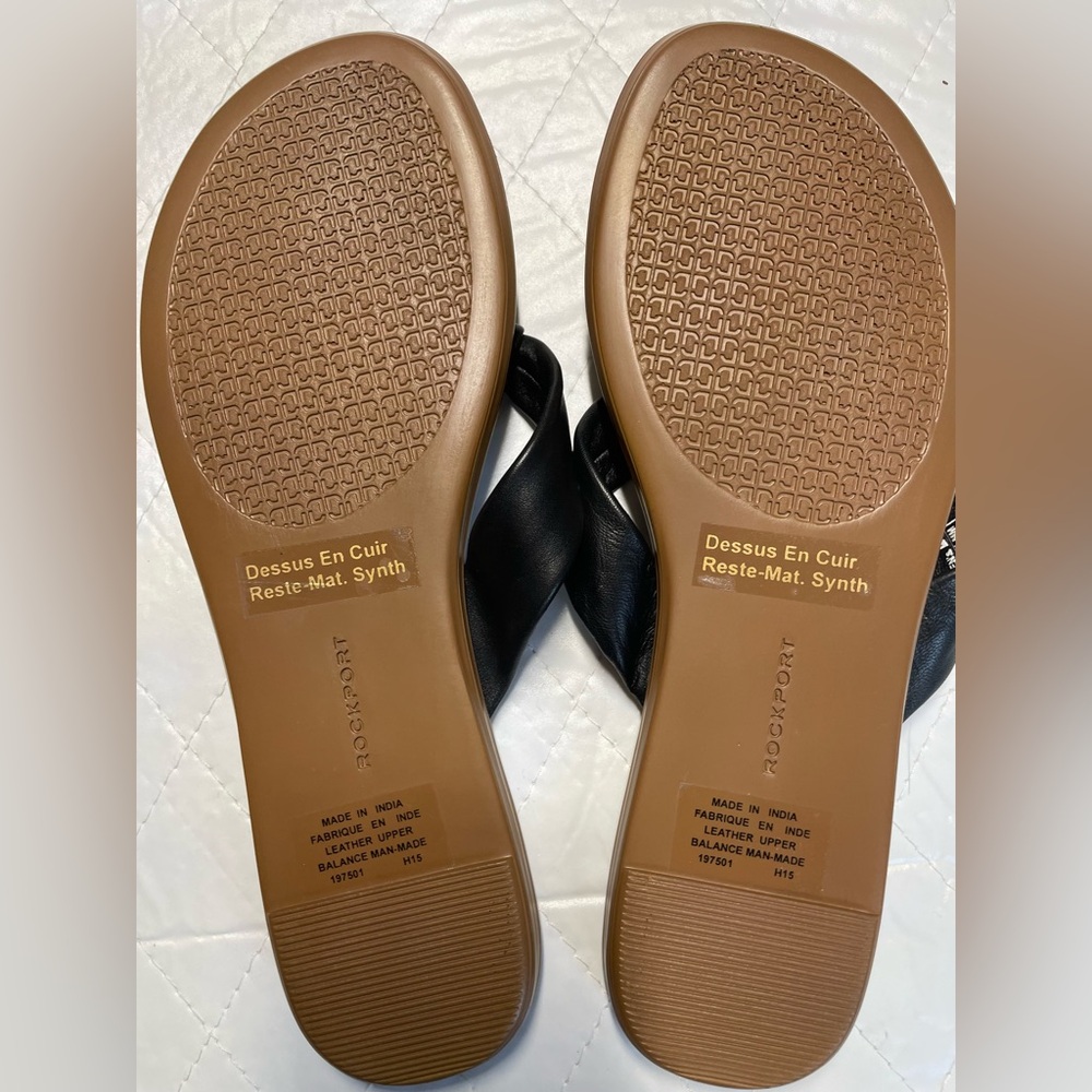 NWOT Rockport Black Leather Sandals Womens - Picture 10 of 12